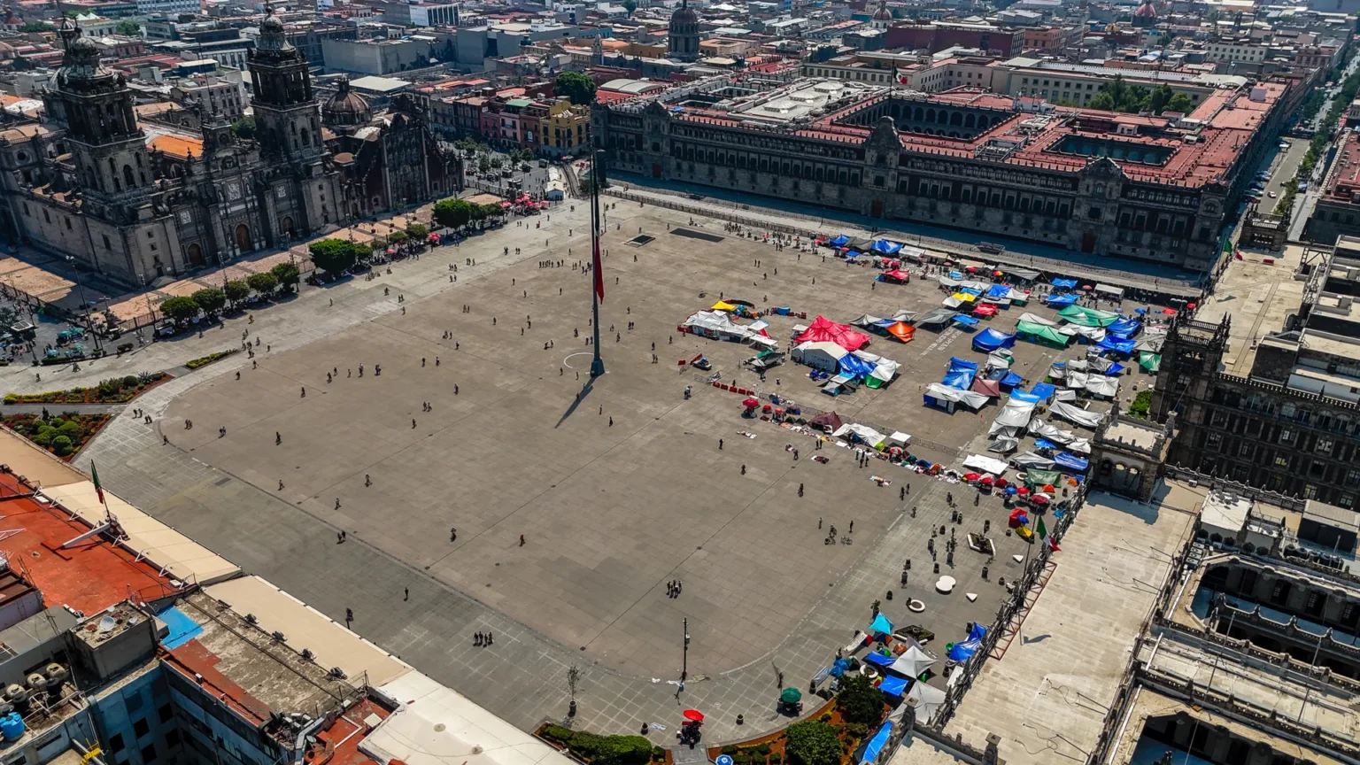 Vista aérea del Zócalo, Centro Histórico de la Ciudad de México