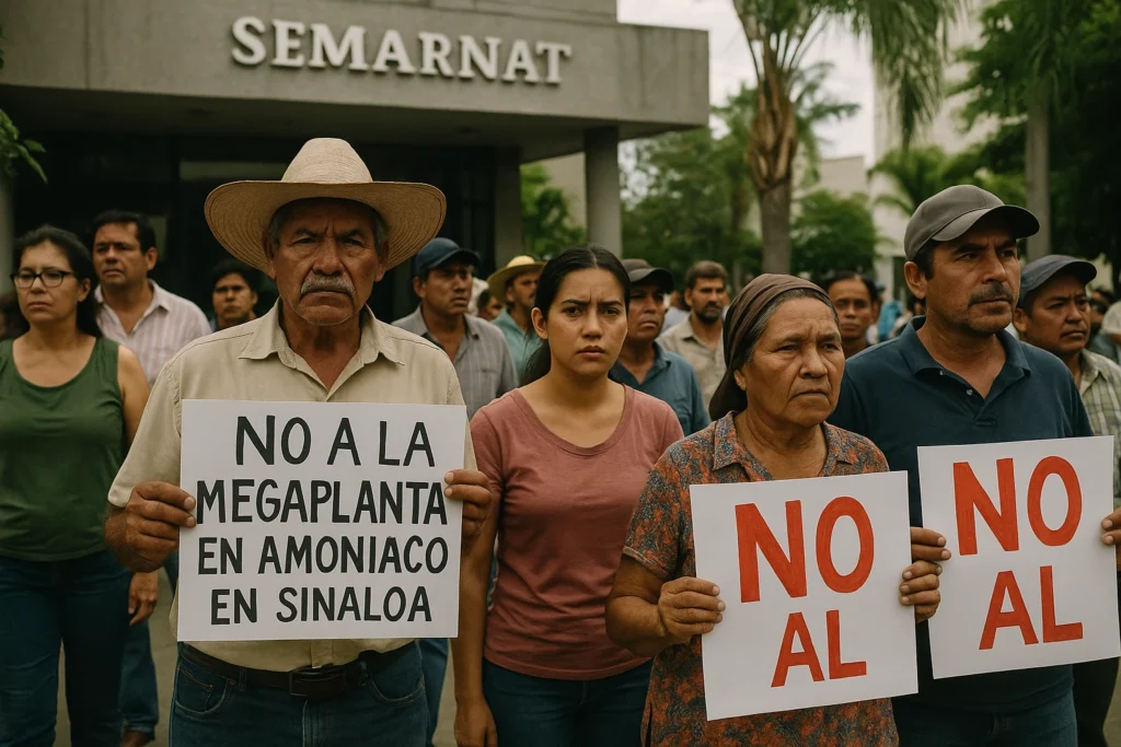 Imagen ilustrativa: Protestan en Semarnat por megaplanta de amoniaco en Sinaloa