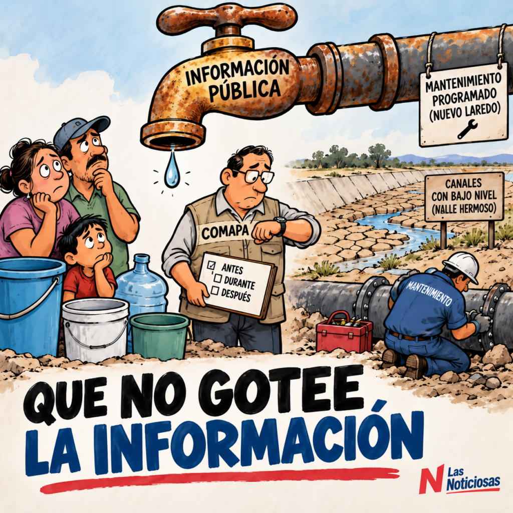 Cartón | Que no gotee la información: el reto del agua en Tamaulipas.